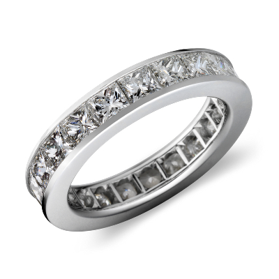 Channel Set Princess Cut Diamond Eternity Ring In Platinum 4 Ct Tw Blue Nile