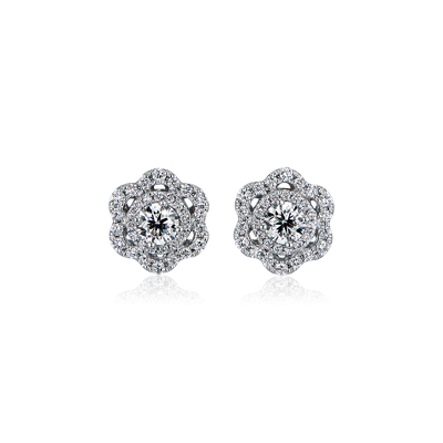 Diamond Flower Fashion Earrings in 14k White Gold (1 ct. tw.) | Blue Nile
