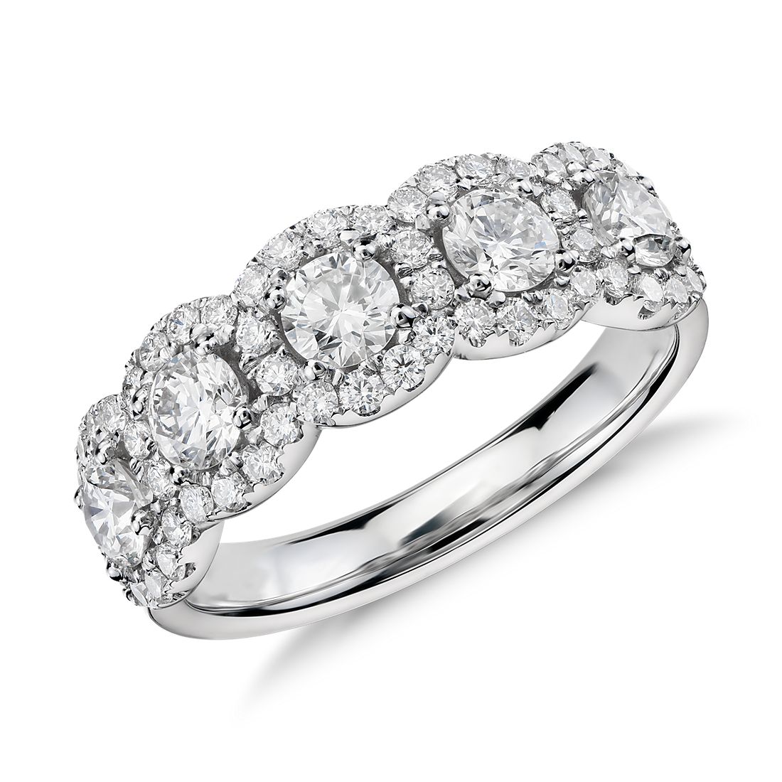 Diamond Five Stone Halo Ring in 18k White Gold Blue Nile Diamond Five Stone Halo Ring in 18k White Gold Blue Nile
