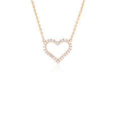Diamond Heart Pendant in 14k Rose Gold