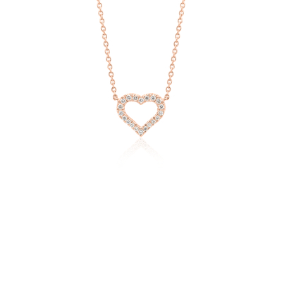 Mini Pendentif Cœur Diamant En Or Rose 14 Carats Blue Nile
