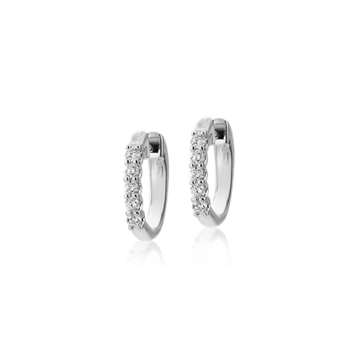 Diamond Hoop Earrings In 18k White Gold 1 4 Ct Tw G Si Blue Nile