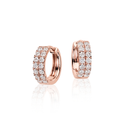 Petite Diamond Hoop Earrings in 14k Rose Gold (3/4 ct. tw