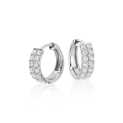 Petite Diamond Hoop Earrings in 14k White Gold (3/4 ct. tw.) | Blue Nile