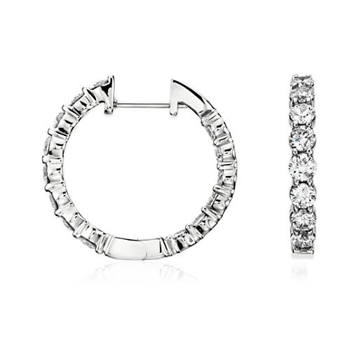 Diamond Hoop Earrings in 14k White Gold (2 ct. tw.) | Blue Nile