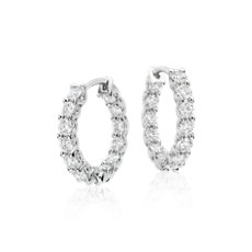 Diamond Hoop Earrings in 18k White Gold (1 3/4 ct. tw.)