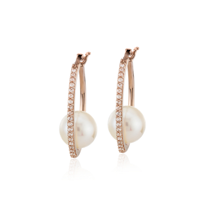 rose gold and pearl earrings