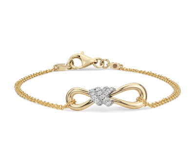 Diamond Infinity Chain Bracelet in 14k Yellow Gold (1/6 ct. tw.) | Blue ...