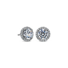 The Gallery Collection™ Diamond Halo Pavé Earring Setting in Platinum