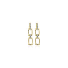 Diamond Link Earrings in 14k Yellow Gold