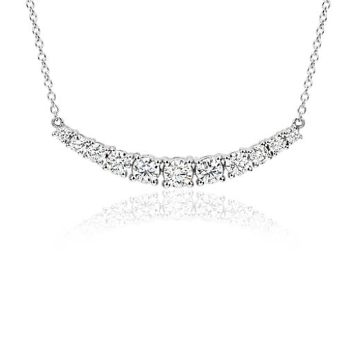 Curved Diamond Necklace in 18k White Gold - F / VS2 (1.40 ct. tw ...