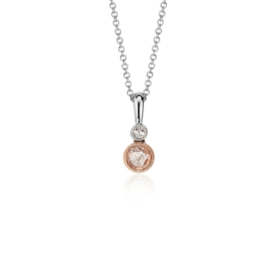 Rose Cut Diamond Solitaire Drop Necklace in 18k Rose and ... (1100 x 950 Pixel)