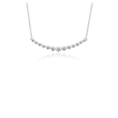 Diamond Curved Bar Necklace in 18k White Gold (2 ct. tw.) | Blue Nile