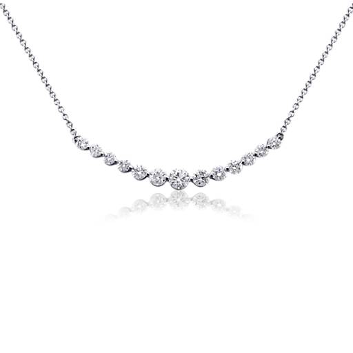 Curved Diamond Bar Necklace in 18k White Gold (1 ct. tw.) | Blue Nile