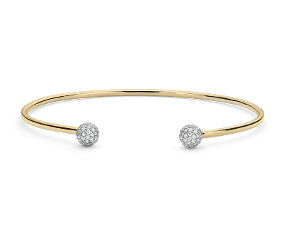 Blue Nile Studio Diamond Pavé Ball Cuff Bracelet in 18k Yellow Gold (0. ...