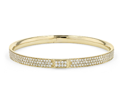 Bracelet jonc en diamants sertis pavé en or jaune 18 carats (5 carats,  poids total) | Blue Nile