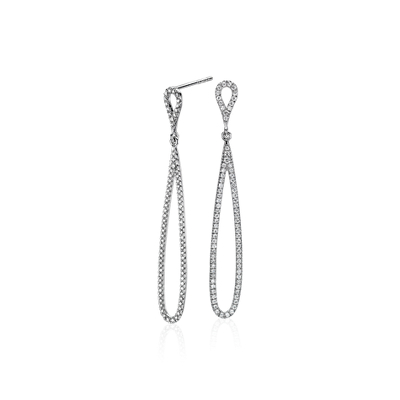 Pavé Diamond Open Teardrop Earrings in 14k White Gold ( 0.47 ct. tw ...