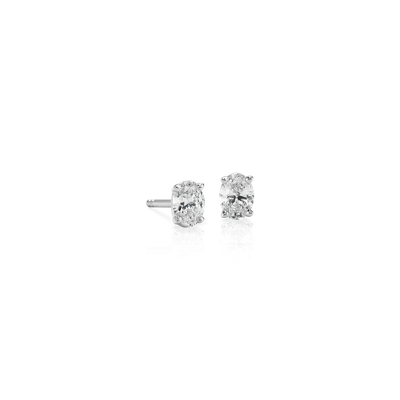 18k White Gold Four Claw Oval Diamond Stud Earrings 0 47 Ct Tw