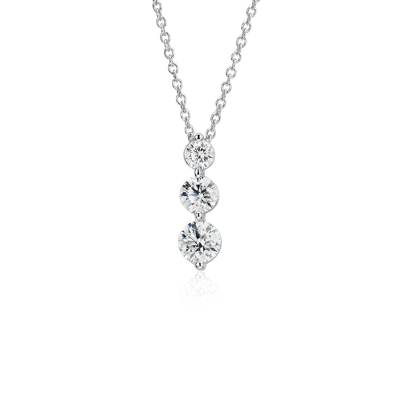 Three-Stone Drop Diamond Pendant in 18k White Gold (1 1/2 ct. tw ...