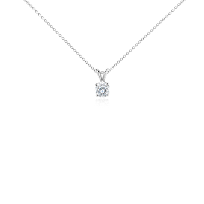 Diamond Solitaire Pendant in 18k White Gold (1 ct. tw