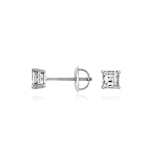 Asscher Diamond Studs in Platinum (3/4 ct. tw.) | Blue Nile