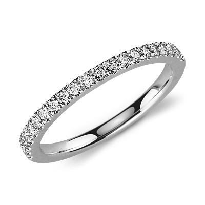 Petite Pave Diamond Ring In 14k White Gold 1 3 Ct Tw Blue Nile