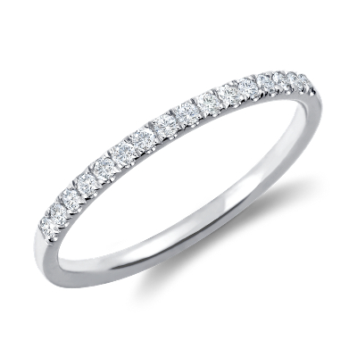 Petite Cathedral Pave Diamond Ring In 18k White Gold 1 6 Ct Tw Blue Nile