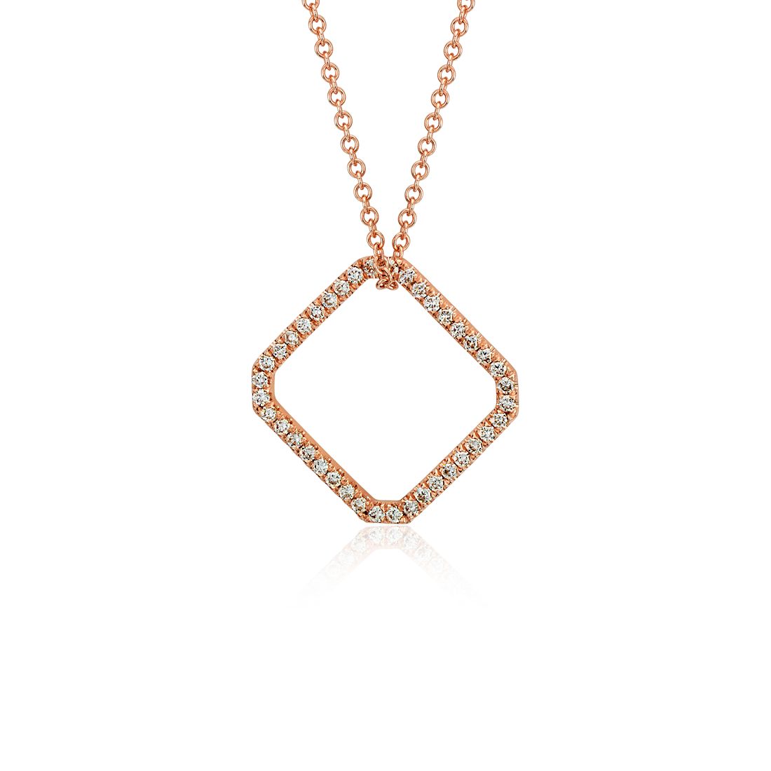 Square Diamond Pendant in 18K Rose Gold | Blue Nile LV