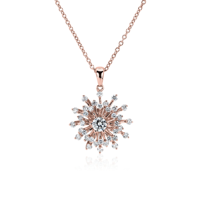 Diamond Sunburst Pendant in 14k Rose Gold (3/4 ct. tw