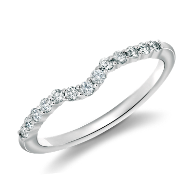 Classic Curved Diamond Wedding Ring In 18k White Gold Blue Nile