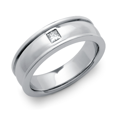 Men s  Diamond Wedding  Ring  in 18k White Gold 1 5 ct tw 