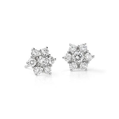Fleur Diamond Stud Earrings in 18k White Gold (1 1/2 ct. tw.) | Blue Nile