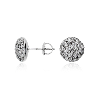 Button Micropavé Diamond Earrings in 14k White Gold (1 ct. tw.) | Blue Nile