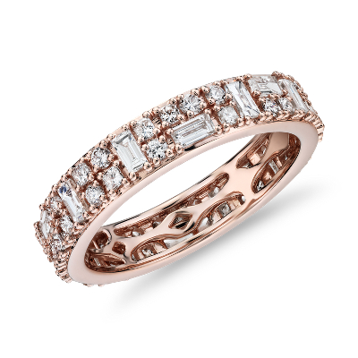 Double Dot Dash Diamond Eternity Ring In 14k Rose Gold 1 1 3 Cttw