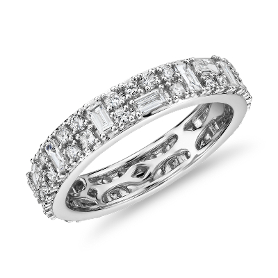 Double Dot Dash Diamond Eternity Ring In 14k White Gold 1 1 3 Ct