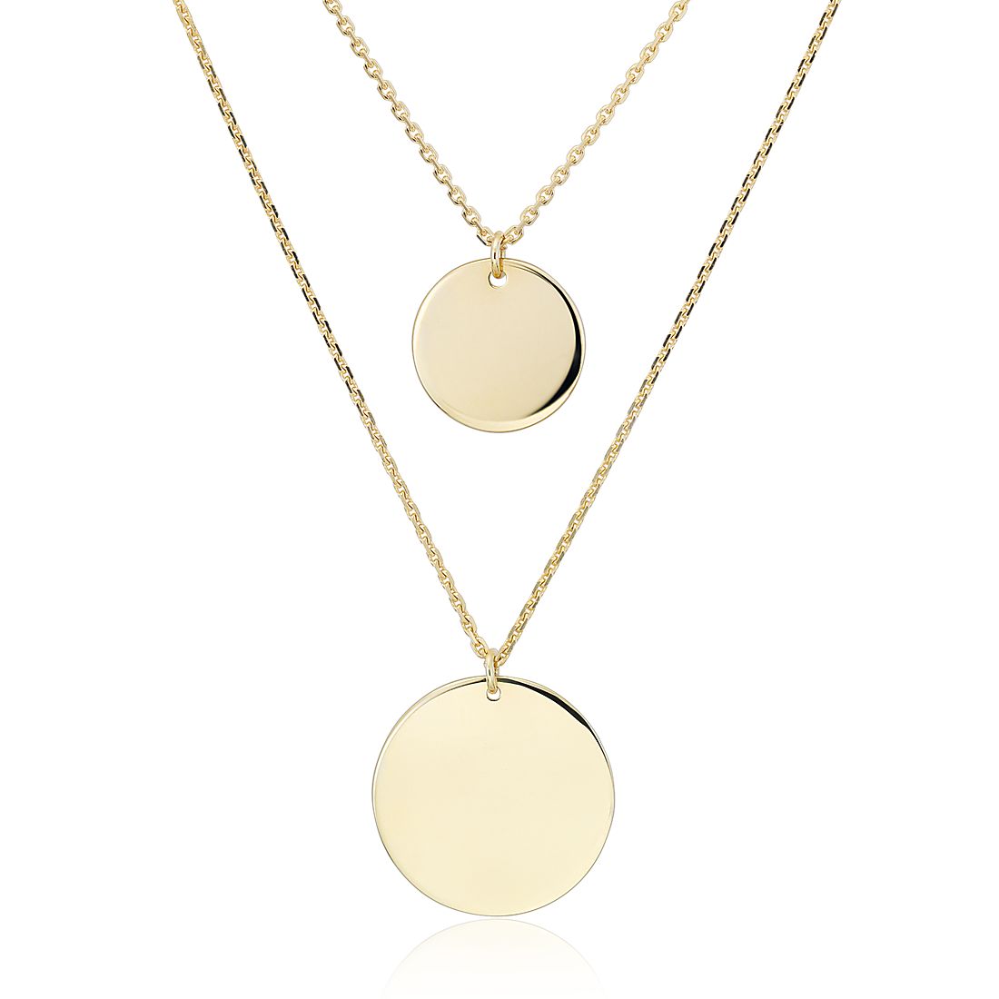 Double Disc Layered Necklace in 14k Yellow Gold | Blue Nile