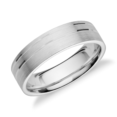 Double Inlay Wedding Ring in 14k White Gold (6mm) | Blue Nile