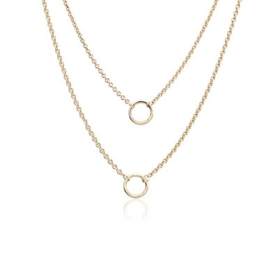 Double Ring Necklace in 14k Yellow Gold | Blue Nile CA