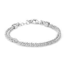 Double Strand Polished Woven Bracelet in Sterling Silver