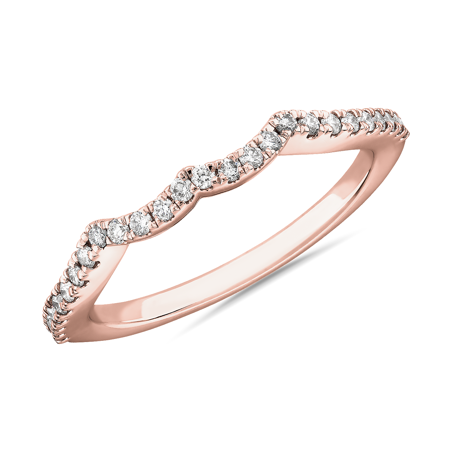 Double Twist Matching Diamond Wedding Ring in 14k Rose Gold (1/6 ct. tw.)
