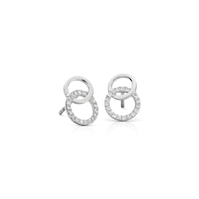 Duet Diamond Circle Earrings In 14k White Gold 1 10 Ct Tw