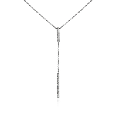 Diamond Bar Drop Necklace in 14k White Gold | Blue Nile