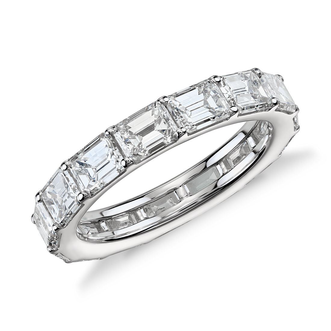 EmeraldCut Diamond Eternity Ring in 18K White Gold (4 ct