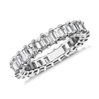 Emerald Cut Diamond Eternity Ring In Platinum 3 0 Ct Tw Blue