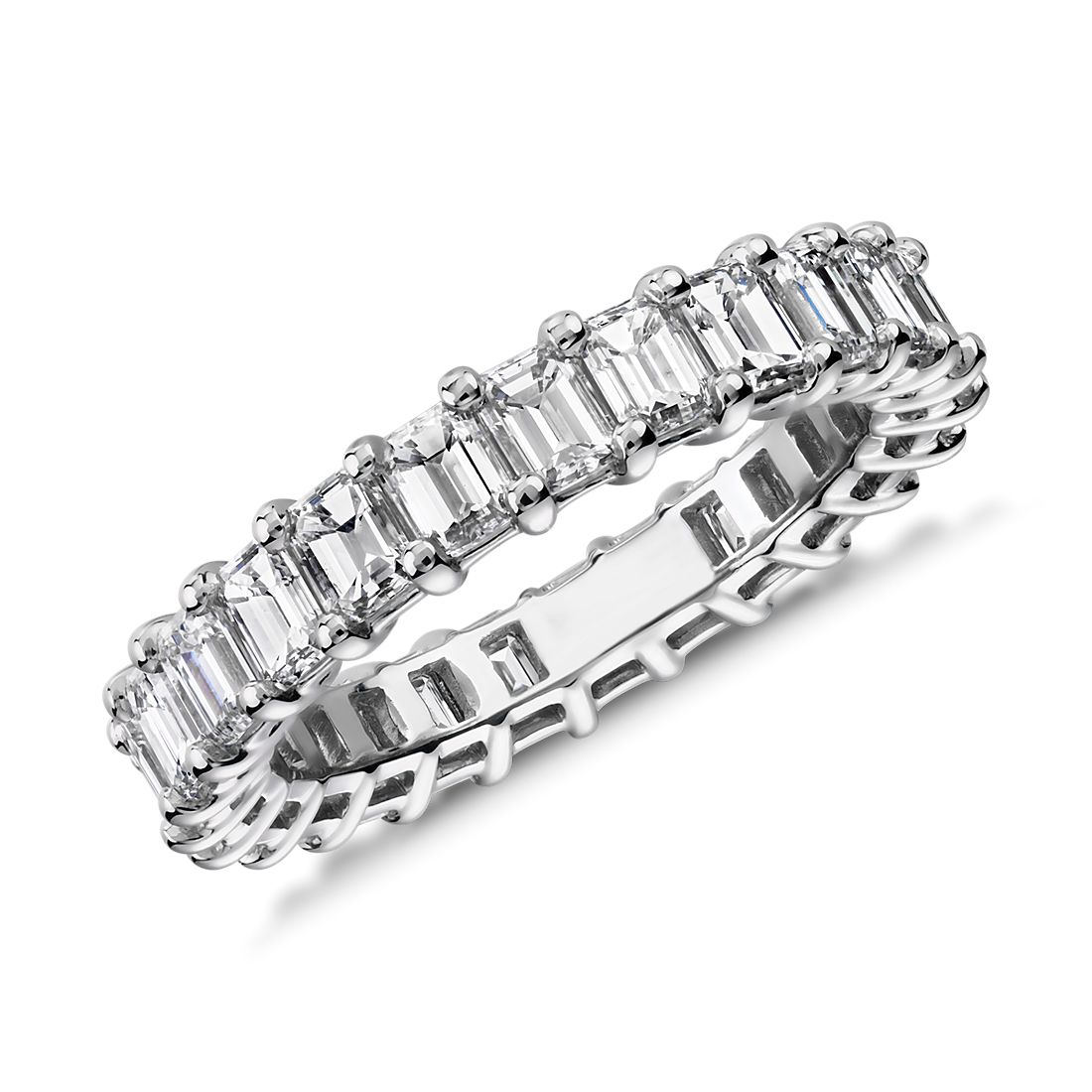 Titanium Mens & Women Emerald Cut Simulated Diamond Eternity Wedding Band Ring