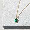 first alternate view of Emerald-Cut Emerald and Diamond Pendant in 18k Yellow Gold (7x5mm)