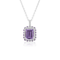 NEW Emerald-Cut Rose de France Pendant with White Topaz in Sterling Silver