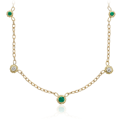 Emerald and Diamond Bezel Necklace 14k Yellow Gold (3.5mm ... (1100 x 950 Pixel)