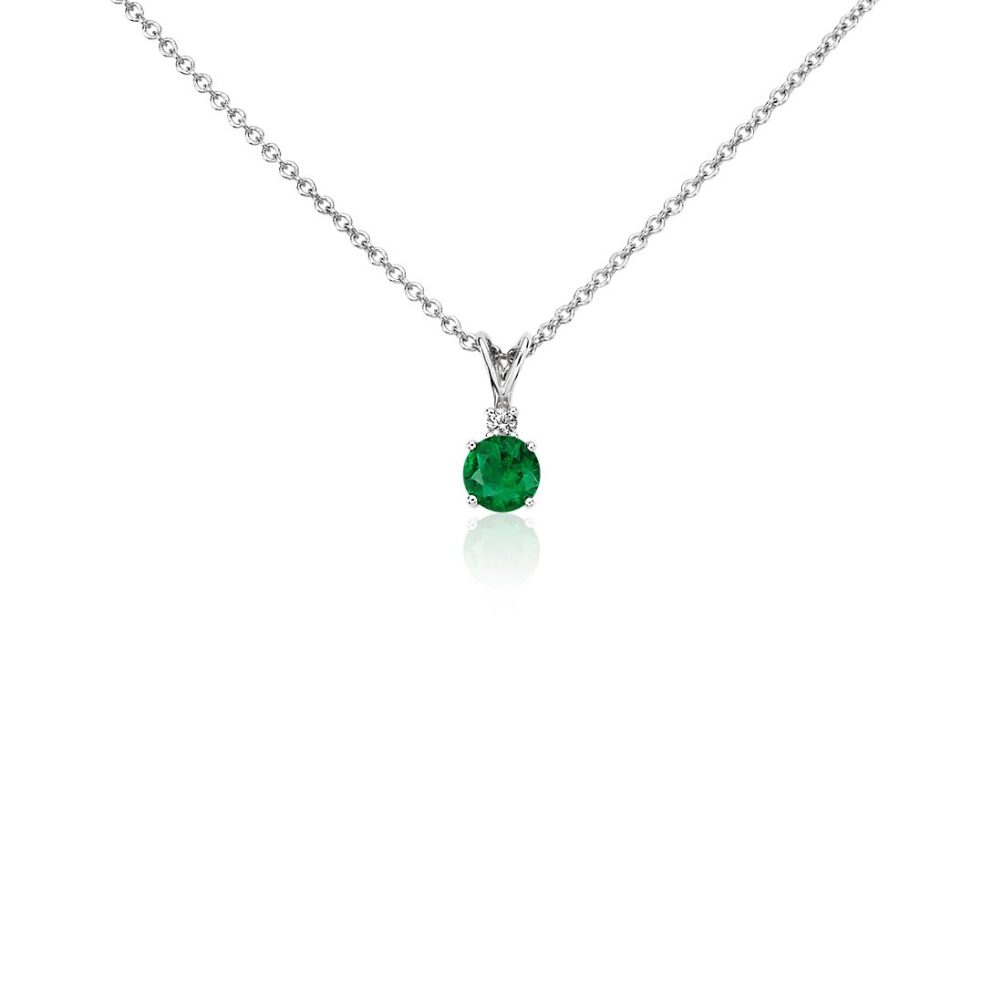 綠寶石鑽石單石 18k 白金吊墜（5 毫米）