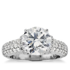 Bella Vaughan for Blue Nile Majesty Trio Diamond Collar Engagement Ring in Platinum